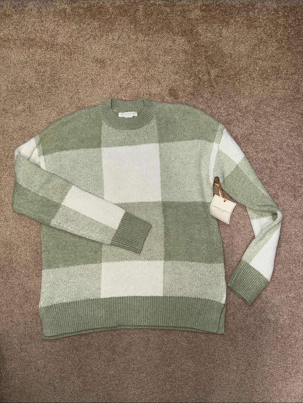 Green Buffalo Check Crewneck Sweater